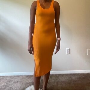 Orange ribbed dress